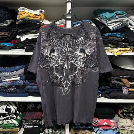 2000s Kawaii Oversized Pattern Y2K New Retro Pure Cotton Print Plus Size Round Neck Loose T shirt Women Street Couple Clothing