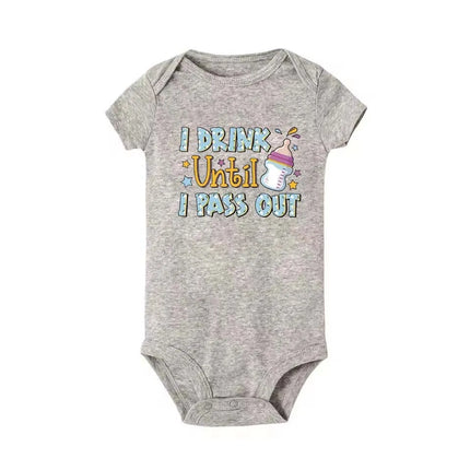 Baby Milk Bottle Printed Newborn Onesies Children's Letter Printed Clothing Girl Boy Bodysuit Baby Shower Gift