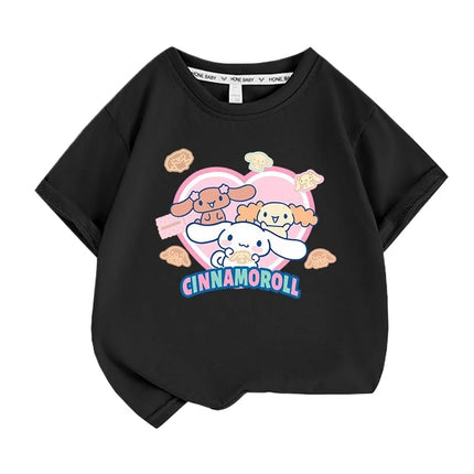 Sanrio Summer Baby Girls 100% Cotton Clothes Kid Children Boys Cinnamoroll Printed T-shirts Cartoon Short Sleeve Top Outfits