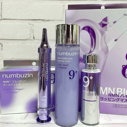 Original Numbuzin No9+ Face Care Collection NAD+ PDRN Glow Boost Toner 5+Glutathione Vitamin Concentrated Essence 3+Bifida Serum