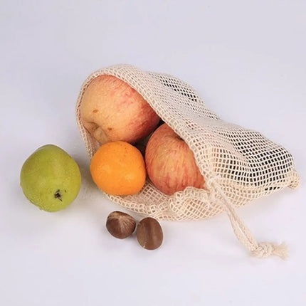 Reusable Cotton Mesh Bag Large Eco-friendly Mesh Shopping Bag Fruit and Vegetable Storage Light Weight Bundle Pocket Kitchen