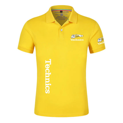 2025 Summer Men's Technics DJ Logo Print Popular High-Quality Lapel Collar Design Solid Color Comfortable Breathable Polo Shirt