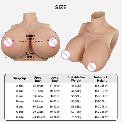Drag Queen A - H Cup Silicone Breasts Forms Cosplay Fake Boobs Bodysuit Crossdressing Silicone Breast Plate Crossdresser Chest