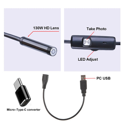 5.5MM Android Endoscope Camera 3 IN1 Micro USB Type C Borescope Mini Camera Waterproof LED Car Inspection For HUAWEI XIAOMI PC