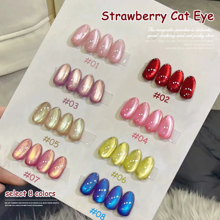 1-8pcs TC Sweet Love Cat Eye Gel Nail Polish 2025 New Temperament Whitening Dragon Fruit Pink Glass Beads Nail Art Pink Nails