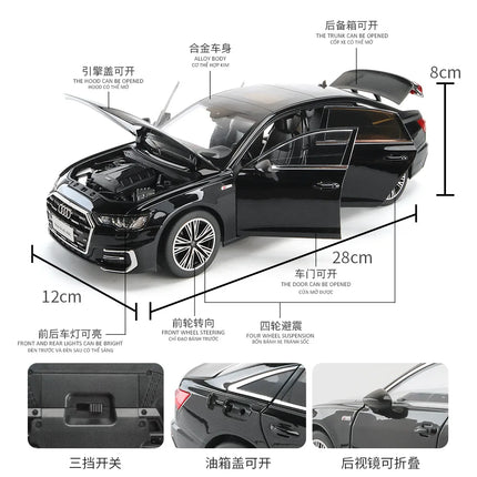 1/18 AUDI A6 Alloy Car Model Diecast & Toy Vehicles Metal Car Model High Simulation Sound and Light Collection Children Toy Gift