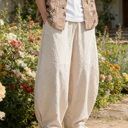 FGKKS Men's Pants Fashion Brand New Chinese Style Cotton Spring Luxury Casual Loose Oversize Male Wide Leg Trousers
