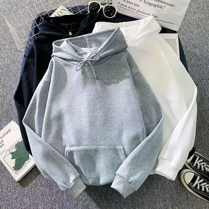 Women Men Hoodie Oversized Solid Color Sweatshirt Casual Loose Pullover Hooded Top Harajuku Streetwear Korean Autumn Winter Coat