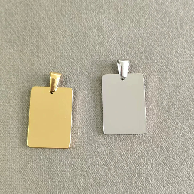 20pcs/Lot 15x22mm size 304 Stainless Steel Mirror Polished Rectangle Charms Pendants Accessories DIY Jewelry Making Necklace