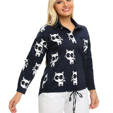 Women Plus Size Woven Long Sleeved Shirt For Spring And Autumn