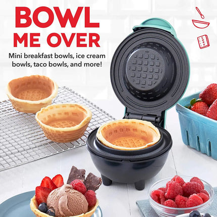 OFENLAI Mini Waffle Bowl Maker Non-Stick Dessert Bowl Machine for Ice Cream Fruit and Snacks