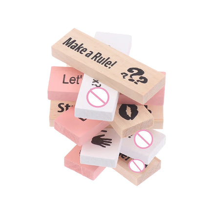 48Pcs Sex Block Tumbling Tower Stacking Games Game For Adults Sex Toys Valentine Wooden Block For Couples Erotica Party Block