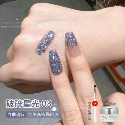 MUSELUOGE 12color Broken Starlight Glitter Gel Nail Polish Explosion-flash Semi Permanent Soak Off UV Nail Gel For Nail Salon