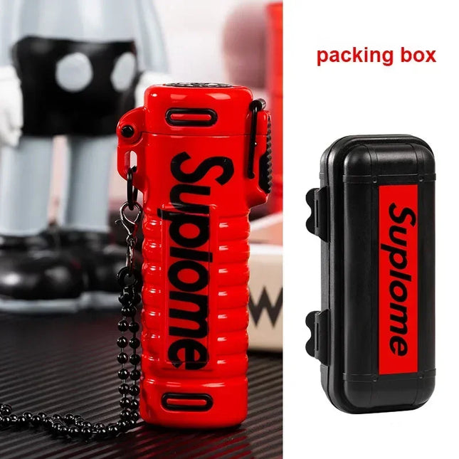 New Outdoor Windproof Pendant Inflatable Lighter Fashion Letter Jet Flame Strong Firepower Portable Lighter Men's Gift