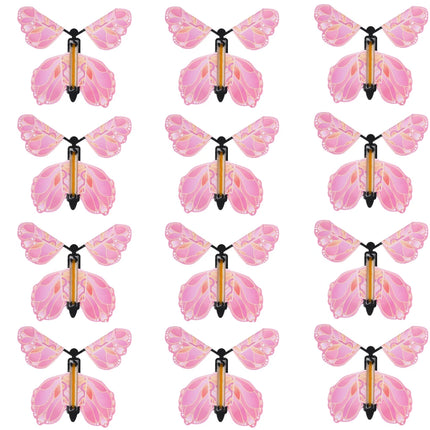 12PCS Magic Flying Butterflies Wind Up Toy Bookmark Greeting Rubber Band Powered Magic Prop,Surprise Gift Wedding,Birthday,Party