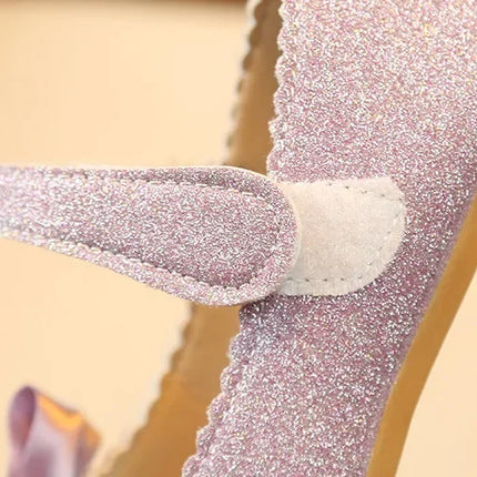 Girls Leather Shoes for Toddlers Kids Big Children Flats Glitter with Bow-knot Princess Sweet Bling Dress Shoes for Dance Party
