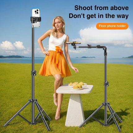 Phone Tripod Adjustable Horizontal Overhead Tripod for Filming Video Recording Live Stream