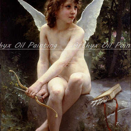 Arthyx,Print Love On The Look Out Of William Adolphe Bouguereau Oil Paintings On Canvas,Classical Wall Picture Living Room Decor