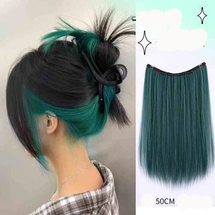 V-shaped one-piece synthetic 4 Clip In Hair Extensions Long Straight Hairstyle Hairpiece Colour 50CM Natural Fake Hair
