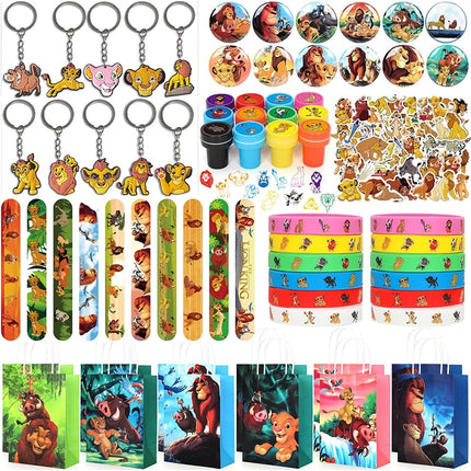 Lion King Simba Party Favors Animal Slap Bracelet Sticker Keychain Kids Birthday for Boys Festival Gifts Pinata Filler Gift