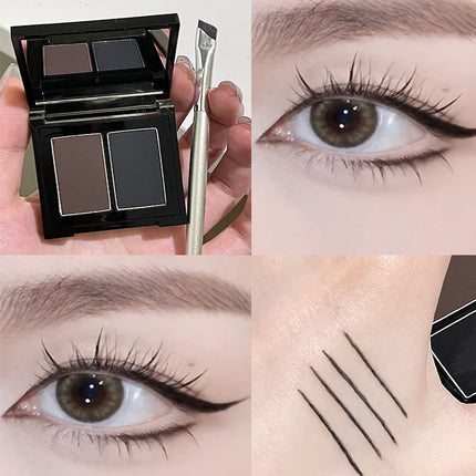 2 Color Eyeliner Powder Palette Matte Eyebrow Portable Longlasting Quick Dry Smooth Black Brown Eye Shadow Makeup Cosmetics 7g