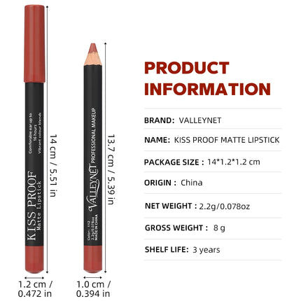 Thanksgiving/Christmas women's cosmetics gifts: 12 color matte velvet lipliner, natural&waterproof&easy to color lipstick pen.