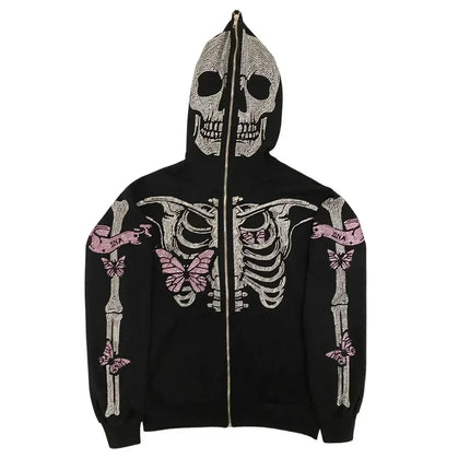 Women Men Y2K Fashion Hoodie Letter Graphics Print Zip Hoodie Clothes Women Hip-hop Long Sleeve Sweatshirt Oversized Top