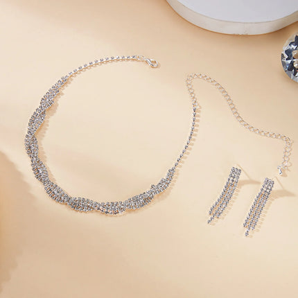 Luxury Bridal Pearl Jewelry Sets for Women Silver Color Crystal Leaf Necklace Earrings Wedding Prom Party Accessories 2026 Trend