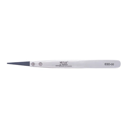 VETUS ESD Series Anti-static Tweezers with Interchangeable Head Stainless Steel Body Conductive Carbon Fiber Plastic Handle 1pcs
