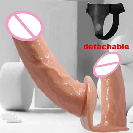 Strap On Realistic Double Dildo Pants For Lesbian Woman Men Couples Dildo Panties For Gay Flesh Purple Dildo Adults Sex Toys18+