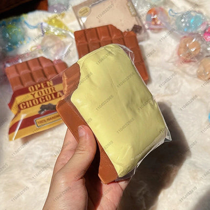 Mousse Cake Squishy Toy Slow Rising Brown Sugar Mousse Square Cake Slow Rebound Squeeze Toy Anti Stress Release Hand Relax Gift