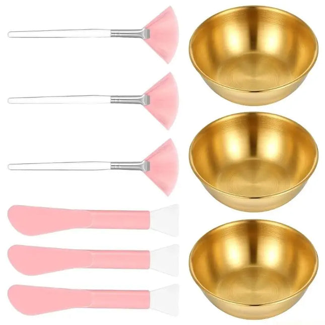 D0AB Pack of 9 Complete Face Mask Mixing Bowl and Tool Set for Handmade Skincare