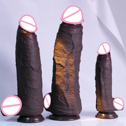 3 Sizes Realistic Soft Brown Dildo Huge Thick Fake Penis Double Silicone Cock Woman Man Masturbation Suction Cup Anal Sex Toys
