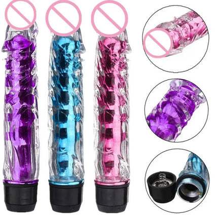 New G Spot Stimulator Vibrator Women Realistic Jelly Vibrating Dildo With Thorn Dragon Beard Small Bald Vibrator Wand Adult Toys