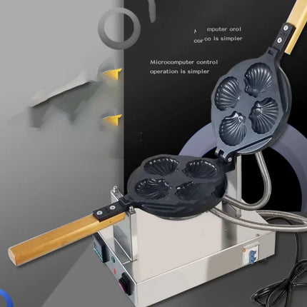 Commercial Muffin Waffle Maker Shell Shape Mini Castella Sponge Cake Machine 4pcs Bread Baking Machine