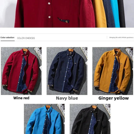 Winter Corduroy Warmshirt Men's Fleece-Lined Thickened Integrated Velvet Business Casual Versatile Shirt For Dad