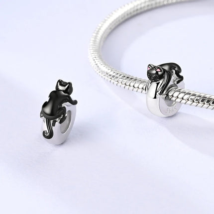 Hot Sale 925 Sterling Silver Cute Panda Beads & Penguin Dangle Charm Fit Snake Bracelet Boutique Necklace Black Pendant Gift