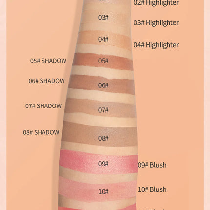 Makeup Face Contouring Bronzer Stick Highlighter 2 in 1 Matte Glitter Brightening Silkworm Blusher Rouge Cream Concealer Pen