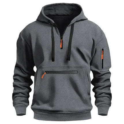 2025 New Men's Hoodies Winter Hooded Shirt Wear Fleece Multi Pocket Fashion Tops Hoody Loose Oversized Pullover Man Clothing