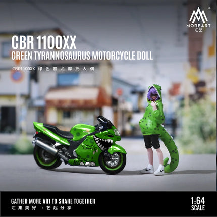 *In stock*MoreArt 1:64 BR1100XX Bone Dragon Motorcycle Cool Girl Figure Resin Model, Miniature Scene Decoration Gift&Display