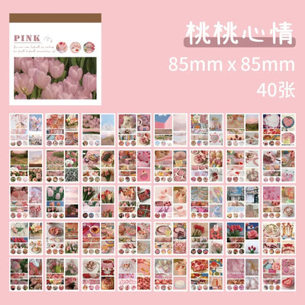 40sheets Retro Paper Sticker Book Diy Diary Planner Decoration Oil Painting Scenery Sticker Album Scrapbooking Kawaii Stationery