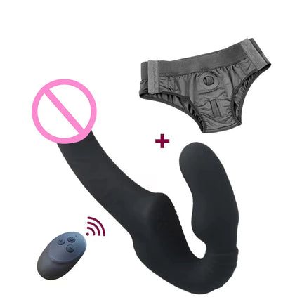 Strapless Strap-on Dildos Vibrator with Remote Control for Women Lesbian Couples, G Spot Sex Toys With Clitoris Stimulator