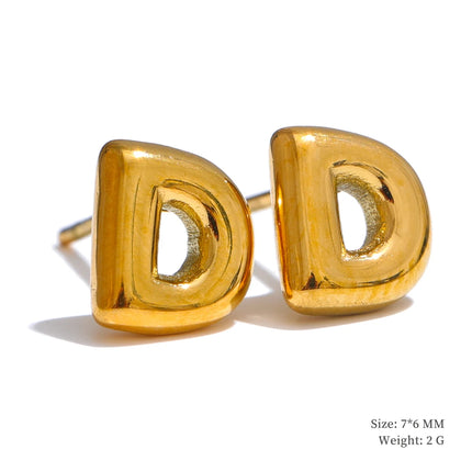 Yhpup 26 Initial Letter A-Z  Stainless Steel Gold Color Stud Earrings 18K PVD Waterproof Plated Daily Versatile Basic Jewelry