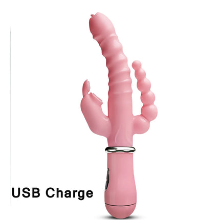 Vibrator Powerful 3 in 1 Dildo Rabbit Vibrator Waterproof Anal Clit Vibrator Sex Toys for Women Couples Flirting Dildo Vibrator