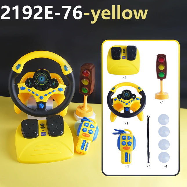 Eletric Steering Wheel Toy With Light Sound For Kids Early Education Portable Accelerator Pedal Traffic Light Driving Vocal Toys