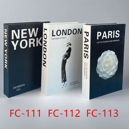 3Pcs/Set Luxury Fake Book Storage Box Fashion Decorative Books Design Coffee Table Bedroom Shelf Islam Home Decor New York Paris
