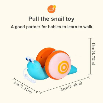 Baby Walker Pull String Snail Car Toy Learning To Walk Cartoon Pet Drag Rope Snail Interactive Glowing Pull-Along Snail Toy