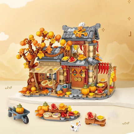 LOZ-1379 Sun Autumn House Building Blocks, Wooden house Education Model Assembly, children's building block toys, birthday gifts