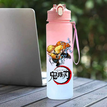 Demon Slayer  Straw Cup 750ML Children's Large Capacity Portable Kamado Nezuko Sports Plastic Bottle Anime Gradient Drinking