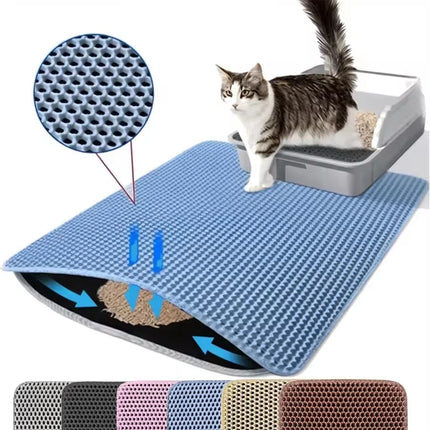 Waterproof Double Layer Cat Litter Mat Pet Litter Box Mat Pet Toilet Cat Mat Non-slip Sand Pet Cat Washable Clean Mat